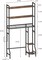 Extra-Long Over-The-Toilet Storage Rack | 33" Rustic Brown Bathroom Organizer with 5 Hooks & Anti-Tip Straps | Space-Saving Shelf for Bathroom/Laundry Room